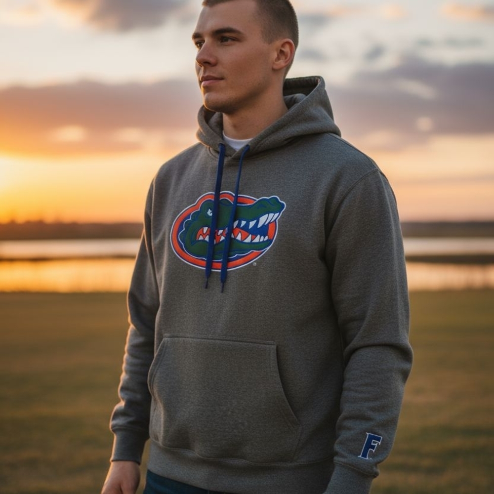 Nike Gray Hoodie with Colorful Logo